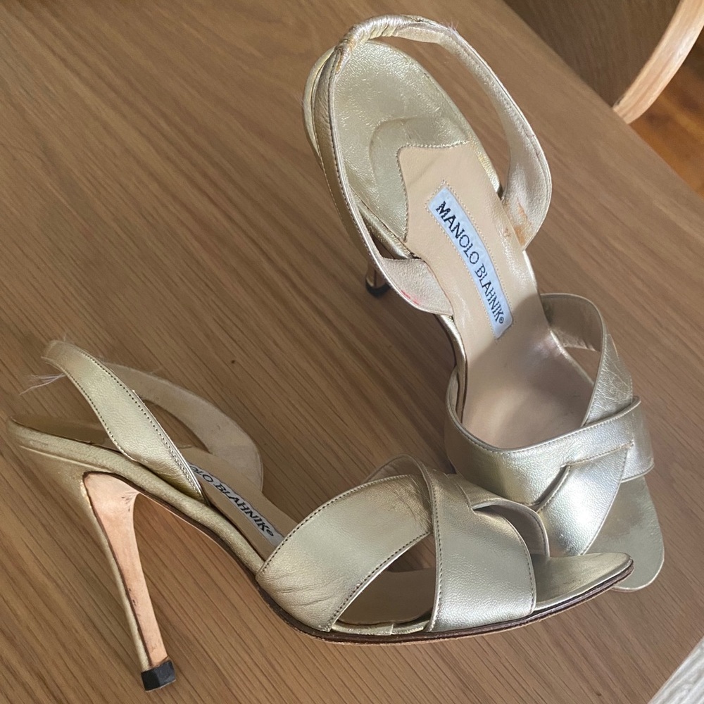 Manoli Blahnik Gold Heels